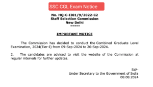 SSC CGL Exam Notice